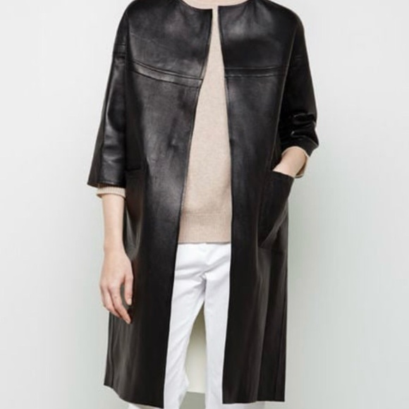 Marni Short Coat Duster Waxed Cotton/Leather Gray size IT 44 Pockets